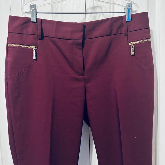 Chaus New York-Women's Size 8 Stretch Burgundy/Gold Ankle Pants-Casual-Comfy - Picture 2 of 15